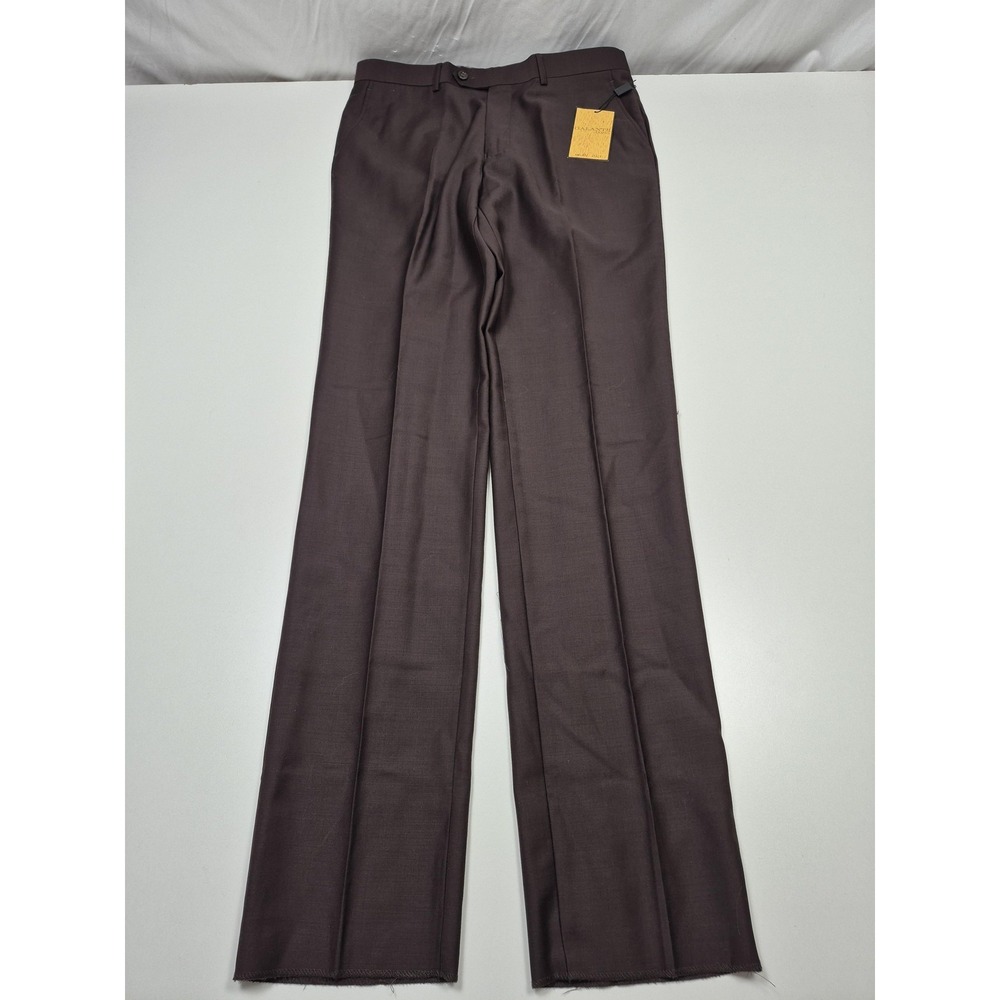 Galante Dress Pants Mens 34x36 Brown Wool Flat Front Straight Italy Unhemmed NWT